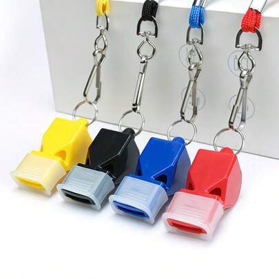 2 piezas de silbato no central, con cordón y soporte para mascarilla, silbato resistente y ligero de gran volumen, adecuado para árbitros, entrenadores y oficiales, silbato de supervivencia para deportes al aire libre, silbato de salvamento, silbato de emergencia