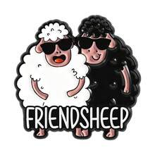 Lindo set de insignias con alpaca y oveja con texto divertido, broche de dibujos animados de animales, pin personalizado, accesorio decorativo y creativo - QHXZ5407 - Ver 5