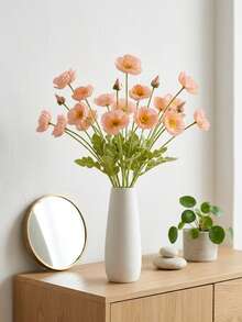 Artificial Poppy Flowers, 59cm Long, 4 Flowers, Bendable And Non-Fading - Can Be Used For DIY Flower Walls, Scene Layouts, Living Room Bedroom Vase Arrangements, Weddings, Party Decorations, Tabletop Ornaments. Autumn And Winter Deciduous, Room Decor, Home Decor, Kitchen Decor, Wedding Decor, Dining Table Decor, Centerpieces, Office Decor, Garden Decor, Outdoor Decor, Birthday Graduation Gifts, Garden Decor, Outdoor Plants, Gardening, Artificial Flowers - Coral Pink - View 9