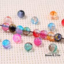Hạt thủy tinh nứt có vân đẹp mắt, kích thước 8/10mm, nguyên liệu làm đồ trang sức thủ công DIY. - những hạt cườm đứt rời - Xem 2