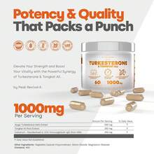 Turkesterone Tongkat Ali Supplement Capsules – Herbal Performance Blend With Fadogia Agrestis | Daily Fitness & Wellness Support - Pack of 2 - 查看 4