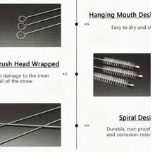 5/10/20pcs Flexible Stainless Steel Straw Cleaning Brush, Soft Bristle Design, Suitable For Cleaning Glass Tubes And Bottles, With Long Handle, Reusable - Multicolor - View 10