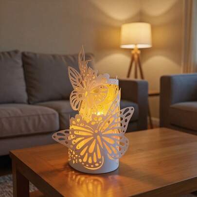 10pcs Elegant Hollow Paper Butterfly Lamp Shades, For Home Desktop Decor, Without Lights