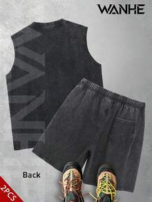Men's Vest & Shorts 2-Piece Set, Unisex Casual Matching Outfits For Couples, Summer Streetwear, Music Festival Essentials, Perfect For St. Patrick's Day, Easter, Independence Day, Football Match, Ideal Gift-Von Dutch Dragon Print Sleeveless Tank Top And Shorts Set Vintage Streetwear Look For Men Casual Outfit With Bold Graphic Design Comfortable Fit For Daily Wear And Urban Style - 黑色 - 查看 4