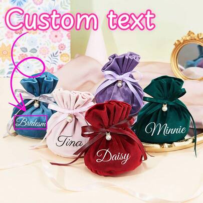 Bolsas de regalo de terciopelo personalizadas y personalizadas, bolsas de terciopelo con cordón y fondo redondo para joyas, bolsas de regalo de terciopelo con dijes de perlas falsas, para obsequios de bodas, fiestas personalizadas, adecuadas para bodas, cumpleaños, Navidad, Acción de Gracias, Día de San Valentín, Día de la Madre, Día del Padre y otras ocasiones festivas.