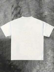 Tween Boy Cotten Clothes,Y2K-Inspired Letter Print T-Shirt - Casual Crew Neck, Short Sleeve, Machine Washable - Perfect For Spring/Summer/Fall,Fashion, Streetwear, Unisex, Men, Women - trắng - Xem 3