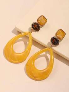 1 Pair Vintage Exaggerated Geometric Big Pendant Dangle Earrings European American Fashion Women Drop Earrings Mother's Day Gift - Màu vàng - Xem 6