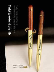 Bolígrafo personalizable de sándalo y latón, bolígrafo de escritura de negocios con textura de madera sólida y metal, bolígrafo neutro de oficina, caja de regalo exquisita, regalo conmemorativo - Multicolor - Ver 4