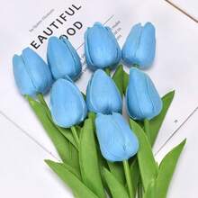 4 piezas de flores de tulipán artificiales de PU, flores falsas miniatura realistas para boda, decoración del hogar, decoración de mesa, flores de plástico al por mayor - Rosa - Ver 8