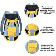 Dog Backpack Carrier, Front Pocket For Essentials, Legs Out Pet Sling Front Backpacks For Small Medium Dogs 11-15 Lbs, Adjustable Puppy Chest Travel Bag For Hiking Cycling - Blue - View 4