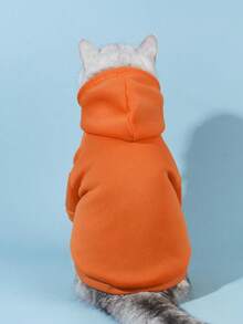 1pc Dopamine Color Solid Basic Warm Comfortable Hoodie Suitable For Cats And Dogs, Indoor And Outdoor - Orange - View 5