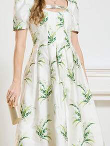 Đầm dự tiệc dài ngang gối sang trọng mùa hè mới dành cho nữ, chất liệu jacquard. - Nhiều màu - Xem 11
