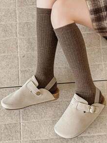 1 Pasang Kaos Kaki Anak Warna Polos Setinggi Betis, Cocok Untuk Anak Laki-Laki dan Perempuan, Pemakaian Sehari-hari, Musim Semi/Musim Gugur - MultiWarna - View 5