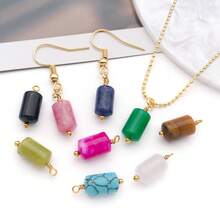 2 mặt dây chuyền đá tự nhiên hình cột 6x10mm kèm đế thép không gỉ, dùng để tự làm trang sức (bông tai, vòng cổ, vòng tay). - Mặt dây chuyền - Xem 6