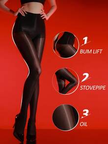 Quần legging nữ không đường may, bóng mượt như dầu ngựa, độ co giãn cao, trong suốt, mềm mại, có đai giữ chân. - màu đen - Xem 5