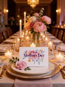 10pcs Watercolor Floral Mother's Day Card, A Folding Table Card With The Message "The Best Mom In The World," A Desktop Decoration With A Blank Inner Page For Personalized Messages. Perfect As A Mother's Day Brunch, Dinner, Table Decoration, Birthday Gift, Anniversary Gift, And A Way To Express Gratitude To Mom. - Style A - View 1