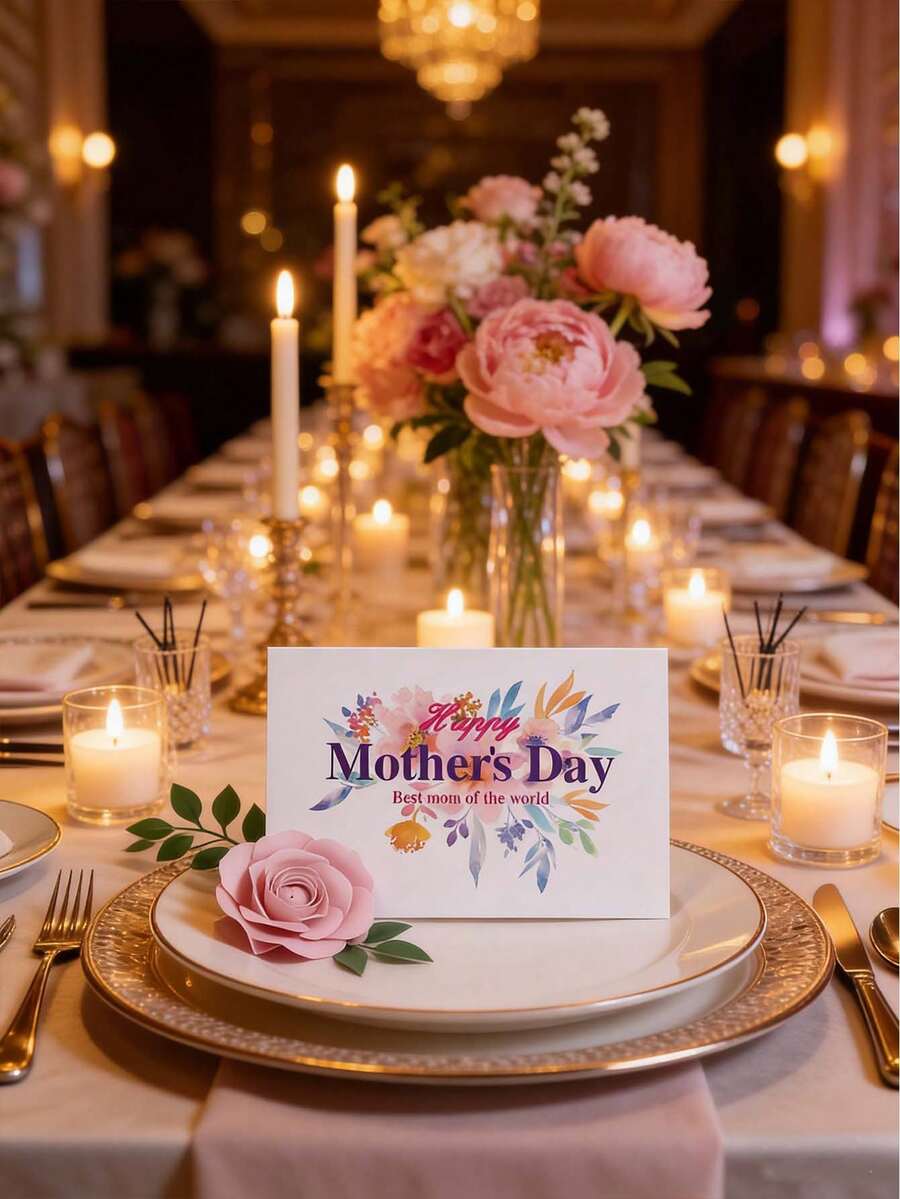 10pcs Watercolor Floral Mother's Day Card, A Folding Table Card With The Message "The Best Mom In The World," A Desktop Decoration With A Blank Inner Page For Personalized Messages. Perfect As A Mother's Day Brunch, Dinner, Table Decoration, Birthday Gift, Anniversary Gift, And A Way To Express Gratitude To Mom. - Style A - View 1