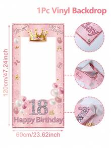 1件玫瑰金18岁生日拍照背景布，生日快乐18岁皇冠蝴蝶结图案乙烯基气球背景布，甜美公主18岁背景布，十八岁生日庆祝，成人仪式拍摄背景布，背景装饰，生日派对装饰，成人派对用品，生日派对礼物，派对礼品，派对装饰 - 玫瑰金 - 查看 6