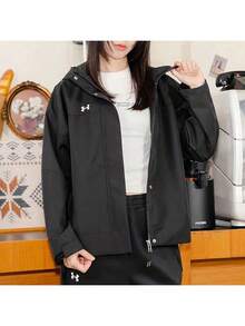 Under Armour Women's Spring 2026 Comfortable Hooded Casual Jacket, Sports Windbreaker 23600402-001 - Black - View 2