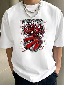 Toronto Raptors Airbrush Logo T-Shirt        Summer Men's Short Sleeve Tops T-Shirt - màu đen - Xem 8