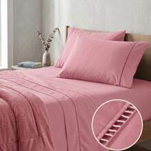 400 Thread Count 3-Piece Bedding Set With Fitted Sheet And Pillowcases, Soft Touch, Everyday Comfort, Single, Full, Queen, King - Rusty Rose - View 2