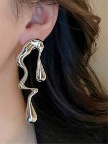 1pair European And American Exaggerated Asymmetric Asymmetrical Music Note Earrings - 銀色 - 查看 3