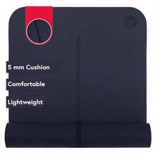 Manduka Begin - Alfombrilla de yoga de 68 pulgadas - 5 mm Cómoda ligera y reversible con rayas de alineación Económico 68 x 24 pulgadas Medianoche - Medianoche - Ver 1