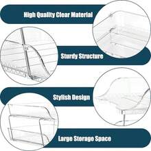 Simple Houseware - Organizador de bandeja de cartas apilable transparente de 2 niveles soporte para archivos de computadora para papel A4/tamaño carta clasificador de documentos organizador de - Claro - Ver 6