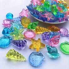 Creative Colorful Artificial Transparent Crystal Aquarium Decoration Featuring Seashells, Conches, And Starfish; Perfect For Beach Or Pool Parties, DIY Decorations, Summer Aquarium-Themed Decorations, And Aquarium Landscaping Stones. - Multicolor - View 1