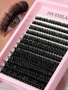 240pcs D-Curl Fluffy Cluster False Eyelashes, 40D/80D Thickened Faux Mink Fur, 9-18mm Mixed Length 0.07mm Fine Fiber, 3D Russian Dense Medium Density, Create Natural Charming Cat Eye Makeup, Reusable, Suitable For Beginners, Daily, Party, Halloween, Christmas - D - View 4