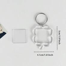 5个空白相框钥匙扣，透明亚克力钥匙扣，可插入照片，可拆卸钥匙扣，情侣周年纪念DIY礼物 - A - 查看 17