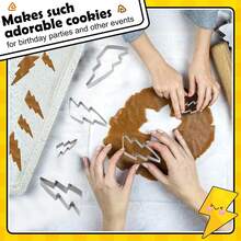 Set de 4 cortadores de galletas con forma de rayo, molde de acero inoxidable, herramientas de repostería DIY adecuadas para glasear galletas, fondant, pasteles, arcilla, cortar frutas - molde de repostería esencial para fiestas temáticas, Pascua, Eid, eventos religiosos y el Día de San Patricio - Plateado - Ver 6