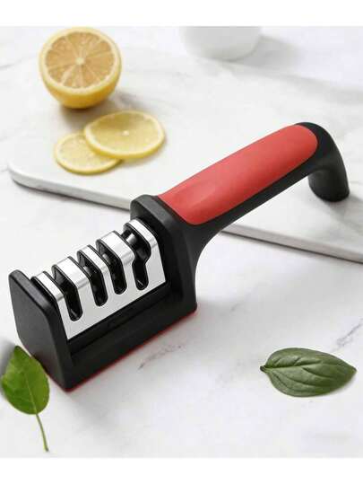 1pc Multi-Stage Manual Knife Sharpener, Household Knife Sharpener, Kitchen Knife Sharpener, Manual High-Speed Sharpening Stone, 4-In-1 Professional Knife Sharpener - High-Speed Stainless Steel Kitchen Sharpener, Ergonomic Handle, Durable, Suitable For Kitchen, Outdoor And Picnic, Great Gift For Family, Essential Kitchen Tool