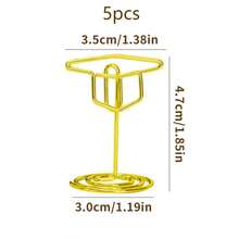 10pcs/5pcs/1pc Graduation Cap Table Number Place Holder, Graduation Cap Display Clip, Multifunctional Gold Graduation Cap Business Card Holder And Memo Clip, Suitable For Graduation Party, Wedding, Birthday Party - Multifunctional Photo/Image/Business Card Desktop Display Stand With Stable Base, Elegant Cap-Shaped Central Decor For Desktop - View 9