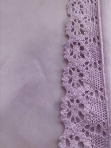 Elegant Women's Solid Color Embroidered Lace Patchwork Blouse, Versatile For Home, Daily Wear, All Seasons Summer - Mauve Purple - View 6