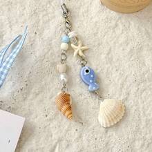 2pcs Multi-Color Shell & Starfish Phone Strap, Earphone Charm, Keychain, Camera Hanging Decor, Ins Style - متعدد الألوان - مشاهدة 3