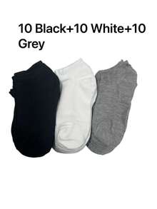 20 Pairs Women's Lightweight Breathable Ankle Socks, Basic Style For Summer - Black - View 11
