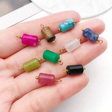 2 mặt dây chuyền đá tự nhiên hình cột 6x10mm kèm đế thép không gỉ, dùng để tự làm trang sức (bông tai, vòng cổ, vòng tay). - Mặt dây chuyền - Xem 7