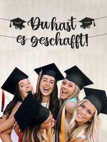 Abschluss Dekoration "Du Hast Es Geschafft" Banner, Papier Glückwunsch Dekoration für bestandene Prüfungen, Abitur Bachelor Abschlussfeier - Übersicht 4