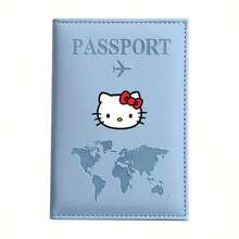 SANRIO 1pc Cute & Fashionable Hello Kitty Pattern Passport Holder, Suitable For Men And Women, Travel Essential, Designed With Letter, Plane And World Map, Perfect Gift For Fans - Multicolor - View 7