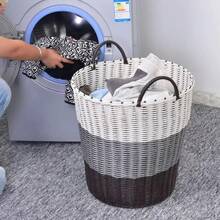 Cesta de lavandería plegable portátil, cesta de almacenamiento de juguetes estilo ratán tejido, cestas de mimbre - 4 - Ver 4