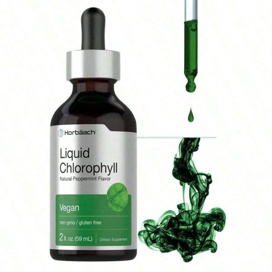 Horbäach Liquid Chlorophyll Drops | 2 Oz | Vegan, Non-GMO, And Gluten Free Formula | Natural Peppermint Flavor - 1PCS - 查看 1