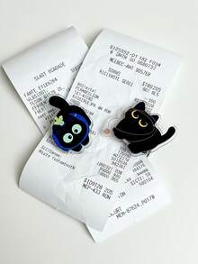 8pcs Cute Cartoon Black Cat Shaped Clips, Acrylic Material Cat Theme Clips Suitable For Notes, Exams, Office Documents, Books, Kitchen Organization - Multicolor - View 7