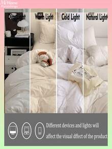 3pcs Milky White Bedding Set, Includes 1 Duvet Cover & 2 Pillowcases, Soft & Comfortable Home Textile, Available In Multiple Colors, Suitable For Dorm Rooms, Simple & Fashionable Home Decor, Soft & Cozy Bedroom Bedding Set, Machine Washable Without Filler - Creamy White - View 7
