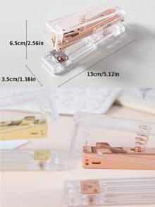 1pc Transparent Stapler, Convenient Office Supply Stapler, Binding Documents, Portable Compact Design, Metal Interior, Stylish Appearance (Length 5.12 Inches, Width 1.38 Inches, Height 2.56 Inches) - Multicolor - View 2