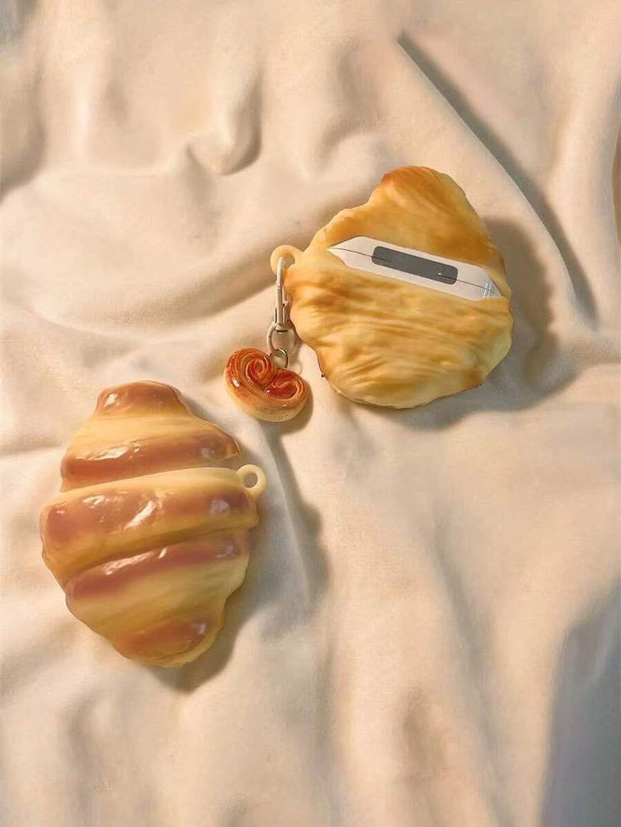 1个可爱3D羊角面包造型蓝牙耳机保护套/耳机盒,专为女性设计,兼容iPod 1/2/3/4/Pro系列,时尚耳机外壳 - 彩色 - 查看 1