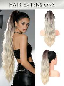 WaveTrip 32" Ombre Gray Heatproof Synthetic Fiber Ponytail Claw Clip, Suitable For Women's Party, Vacation And Daily Use - Multicolor - View 1