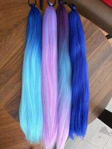 WIGGAGA Football Cup Music Festival Inspired Women's Vacation Outfit, Valentine's Day Summer Wear, 26" Colorful Braided Ombre Wig Suitable For Music Festivals, Halloween, Christmas - Multicolor - View 6