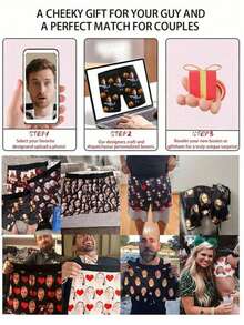 1 chiếc quần lót nam in hình theo yêu cầu - Hình mặt người và trái tim màu hồng, đồ lót nam in hình theo yêu cầu | Món quà Valentine/kỷ niệm tuyệt vời, quà tặng bạn trai lý tưởng, sản phẩm có thể tùy chỉnh, quần lót nam, quà tặng nam, quà Giáng sinh, quà nhét vào tất Giáng sinh cho người lớn, quà tặng bạn trai đa năng chất lượng cao - Xanh đậm - Xem 6