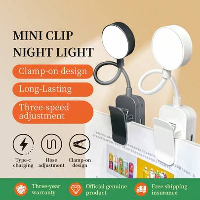 便携式圆形阅读灯，亮度可调，3种颜色模式 - 小巧设计，适合夜间阅读，柔和的LED灯光保护眼睛，USB充电和电池供电均可使用，适用于家庭、宿舍、卧室、客厅或办公室，亮度可调，按钮操作简单。